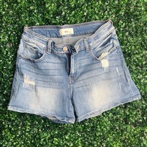 BKE Light Blue Distressed Denim Shorts